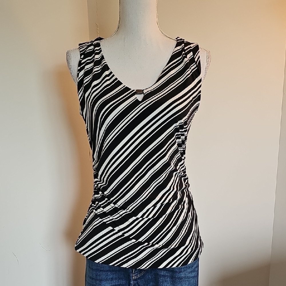 White House Black Market Diagonal Striped Tank Top